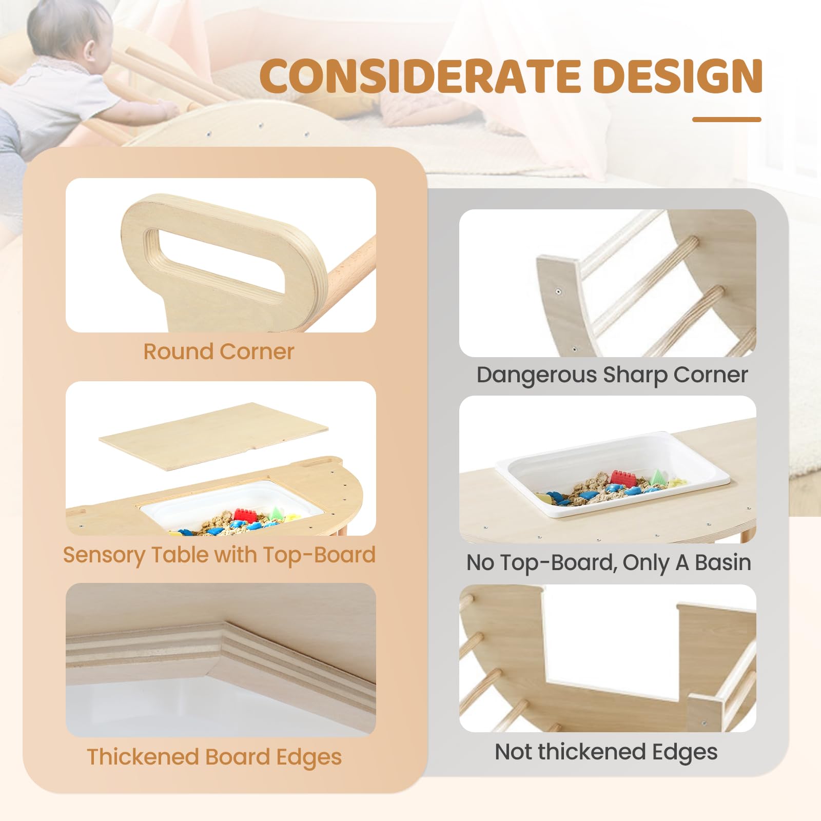 Joymor Wooden Pikler Triangle Set Montessori Climbing Adventure for Toddlers