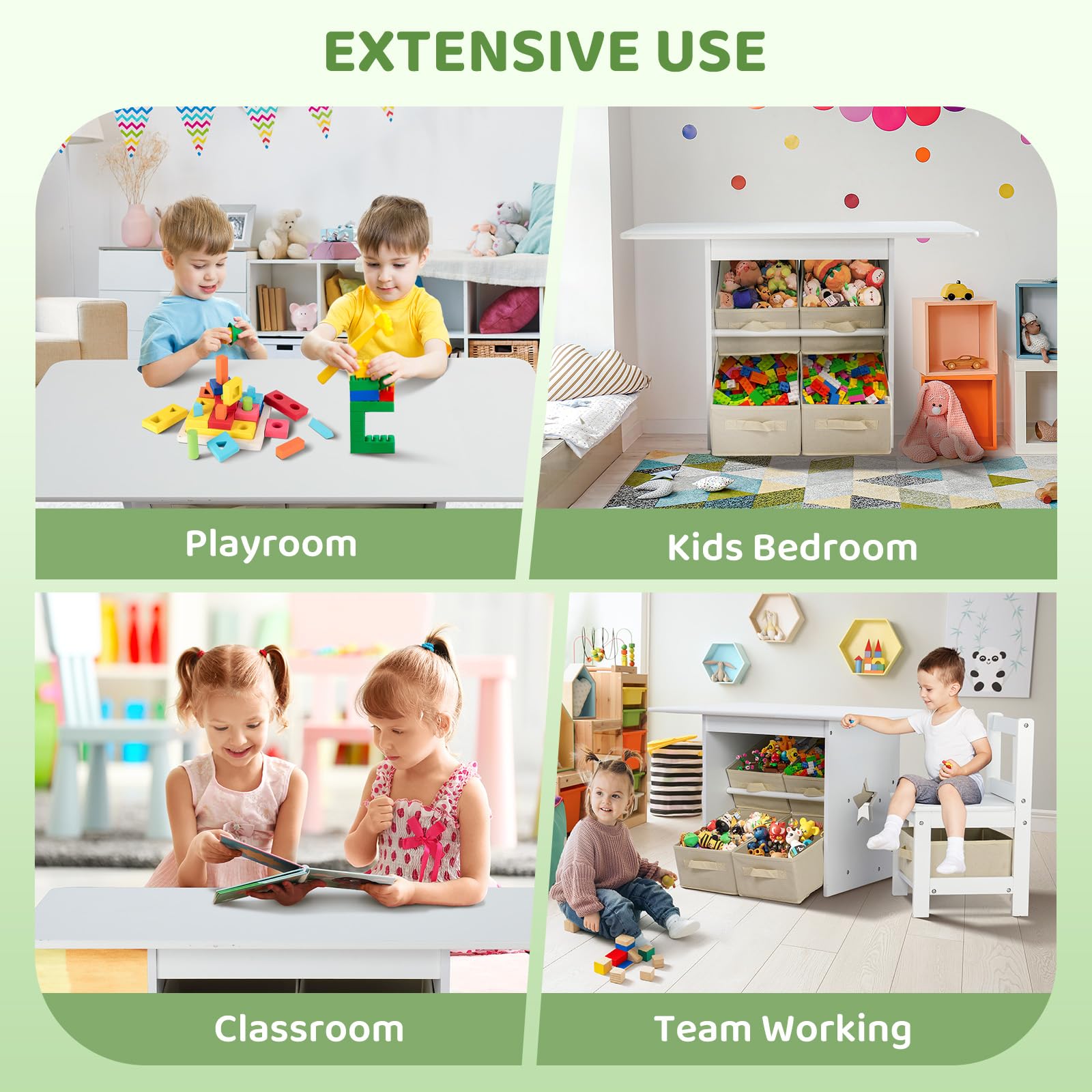 JOYMOR Kids Table and Chairs Set with Removable Storage Drawers