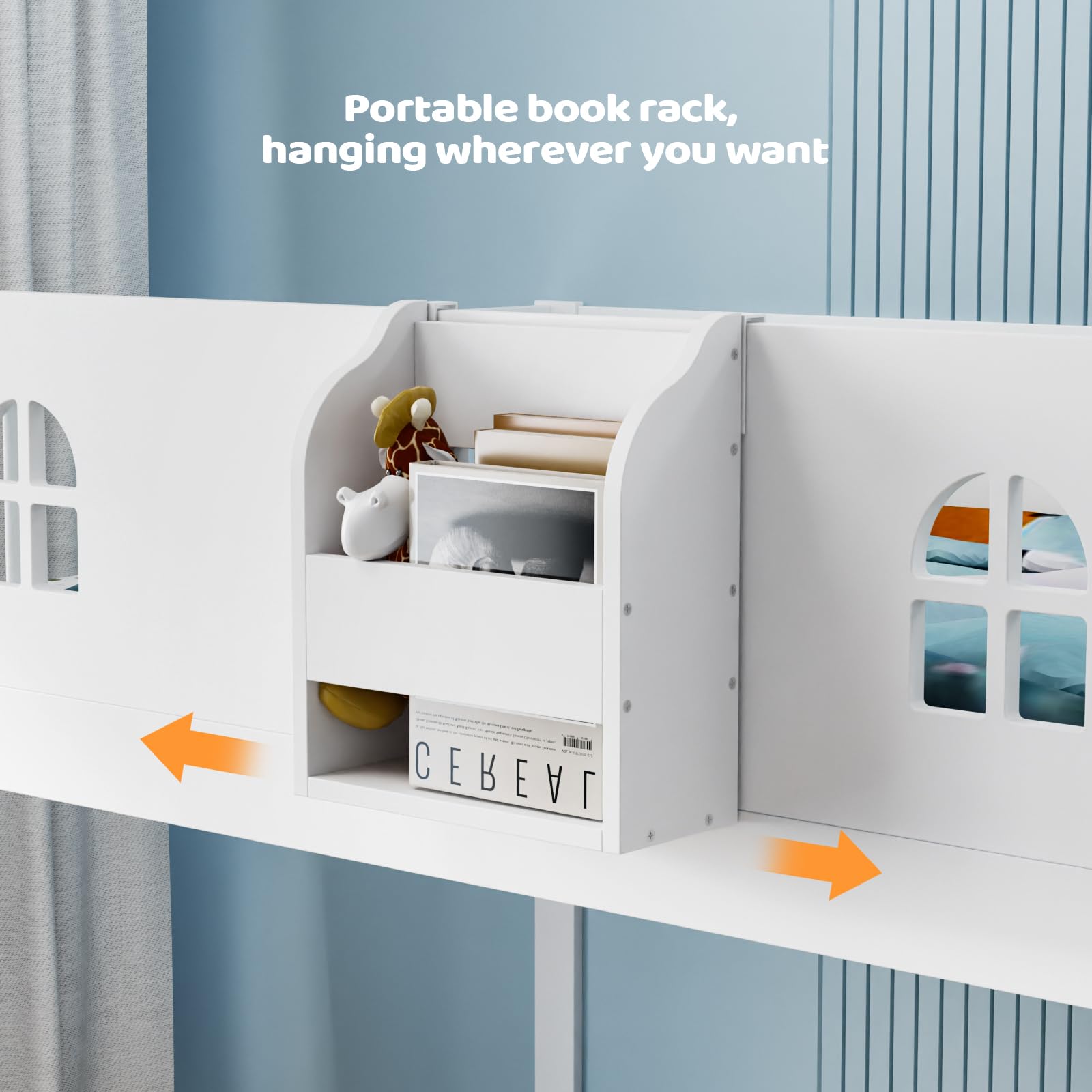 JOYMOR Wood Loft Bed with Desk Twin Size Bed Frame