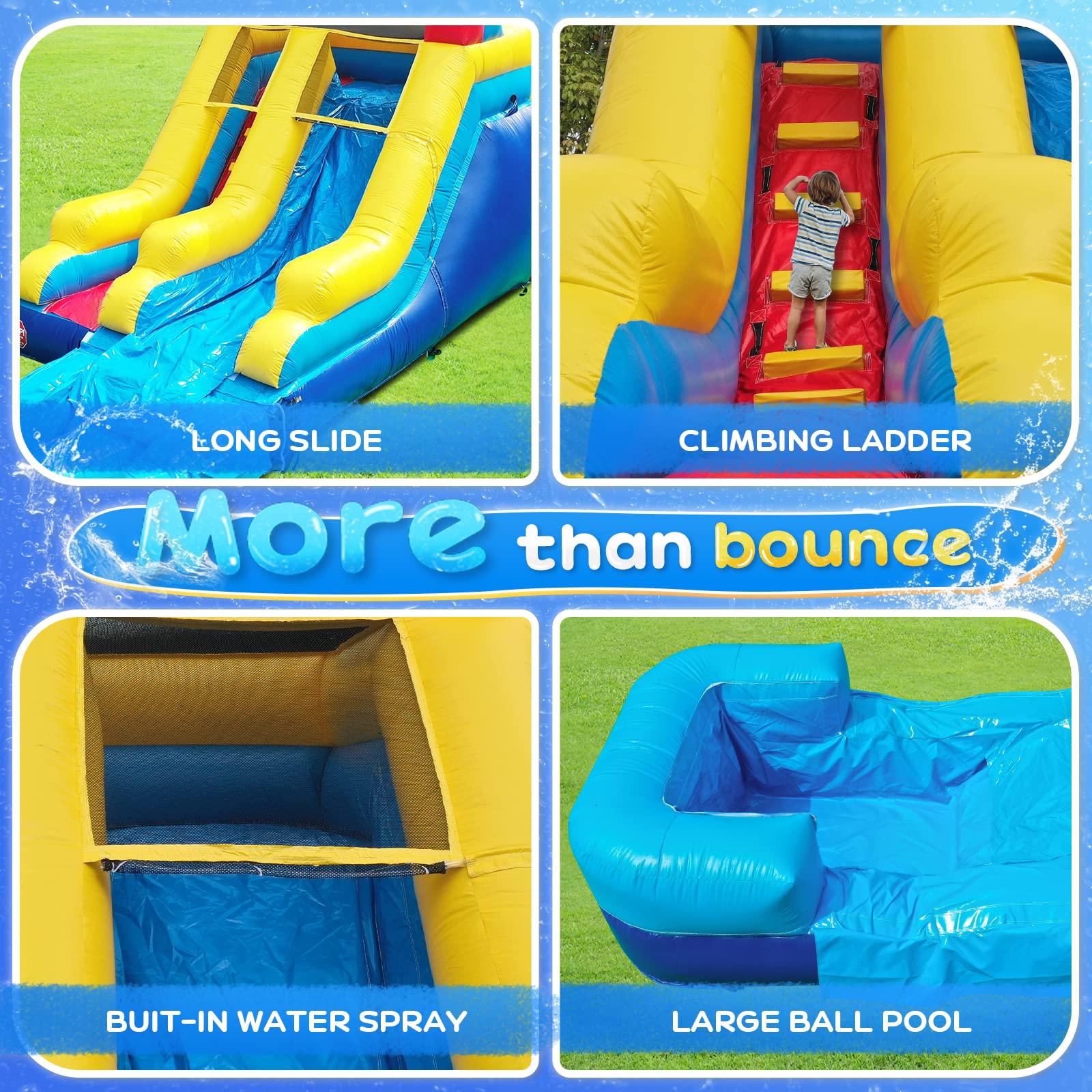 JOYMOR Commercial-Grade Inflatable Bounce House with Splash Pool and Slide
