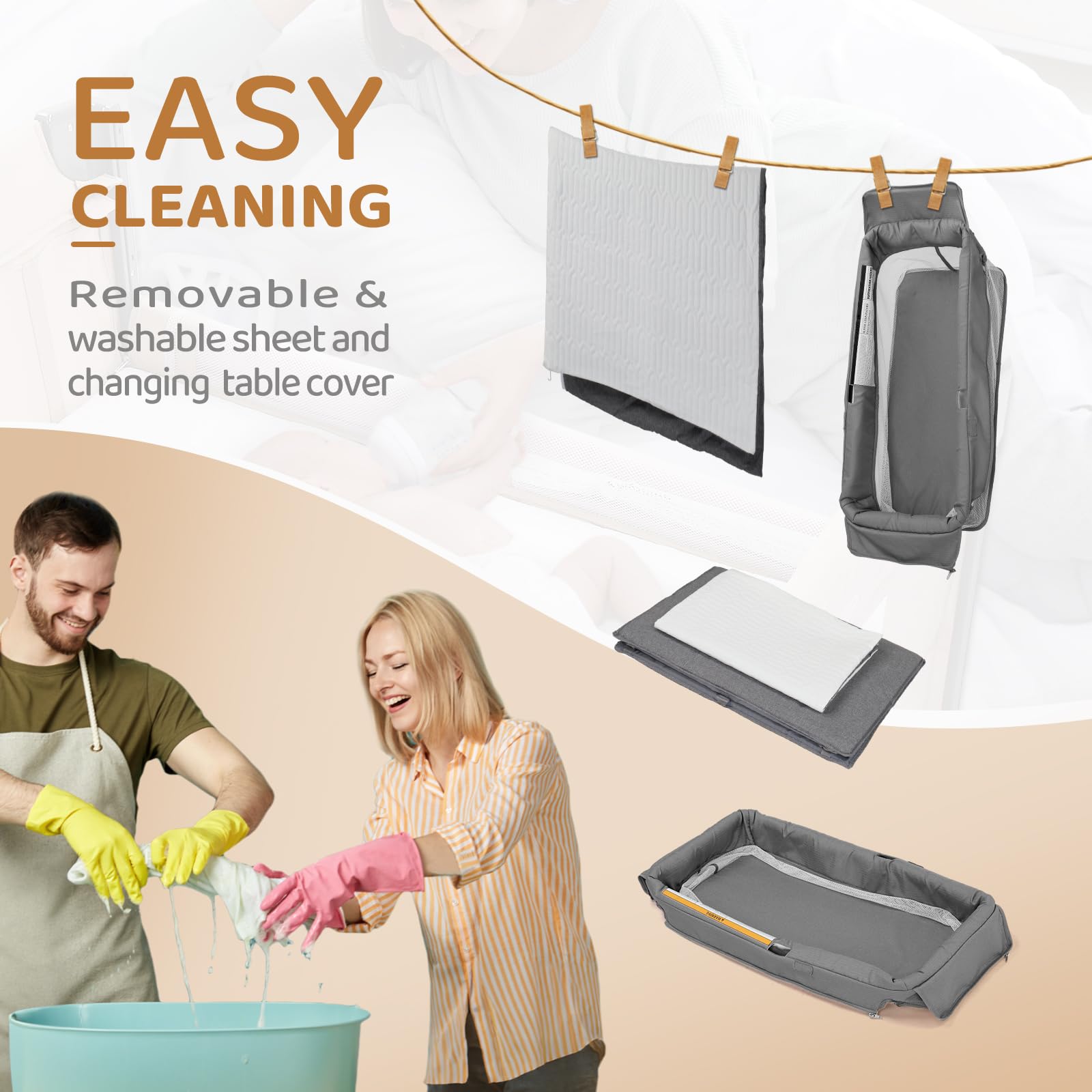 JOYMOR Twin Bassinet Convertible Crib Sleeper Bedside