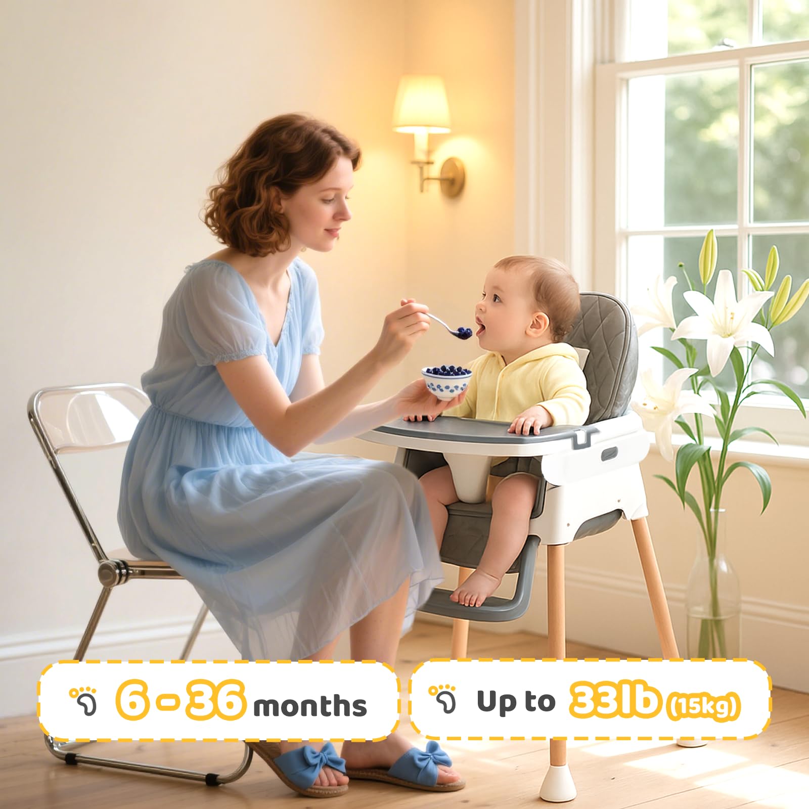 JOYMOR 5 in 1 Baby High Chair Portable Highchair