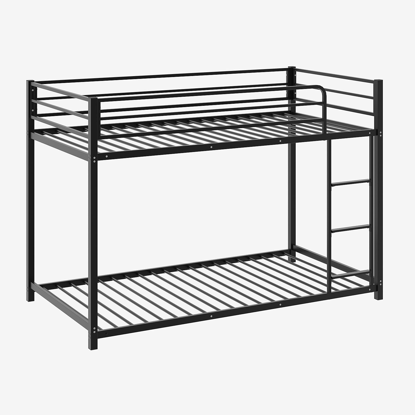 JOYMOR Metal Low Bunk Bed Twin Over Twin Bed Frame