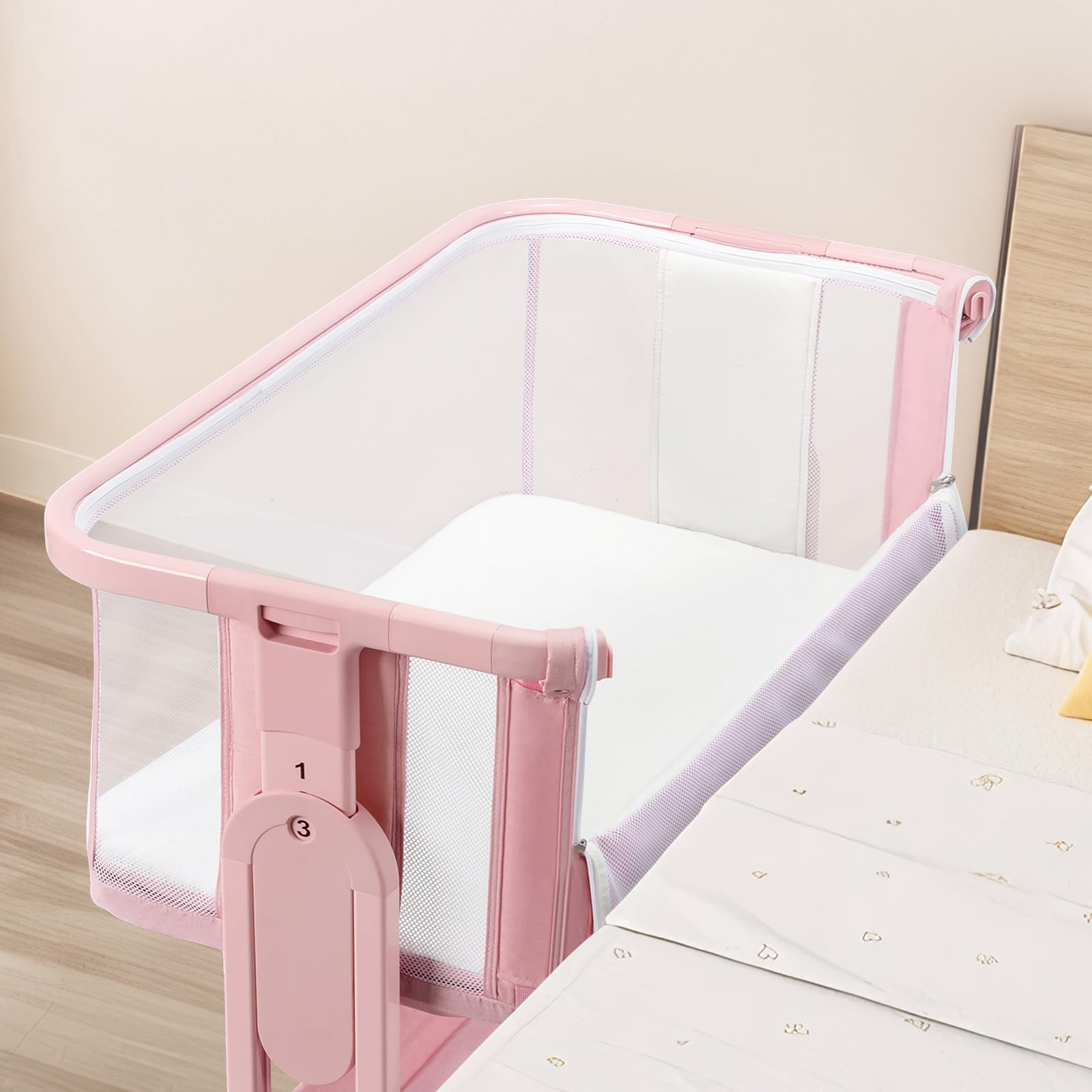 JOYMOR 4 in 1 Baby Bassinet Bedside Sleeper Adjustable Crib for Newborn