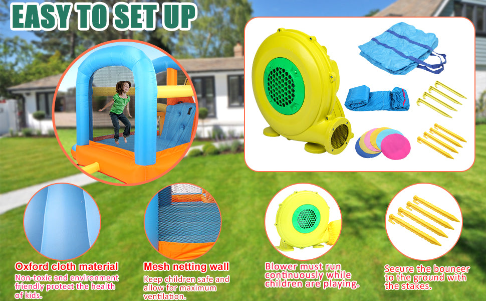 JOYMOR 5-in-1 Inflatable Water Slide Bounce House – Kids Backyard Summer Bouncers with Pool