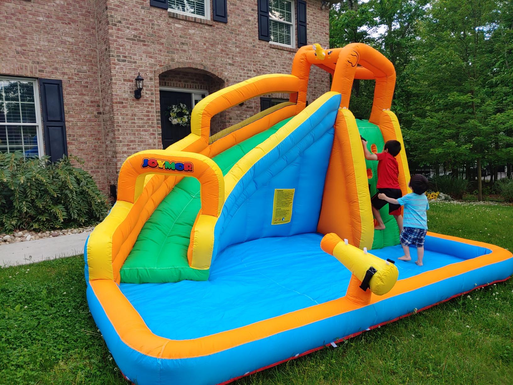 JOYMOR Kids Inflatable Water Slide Castle – Backyard Summer Bounce House with Pool