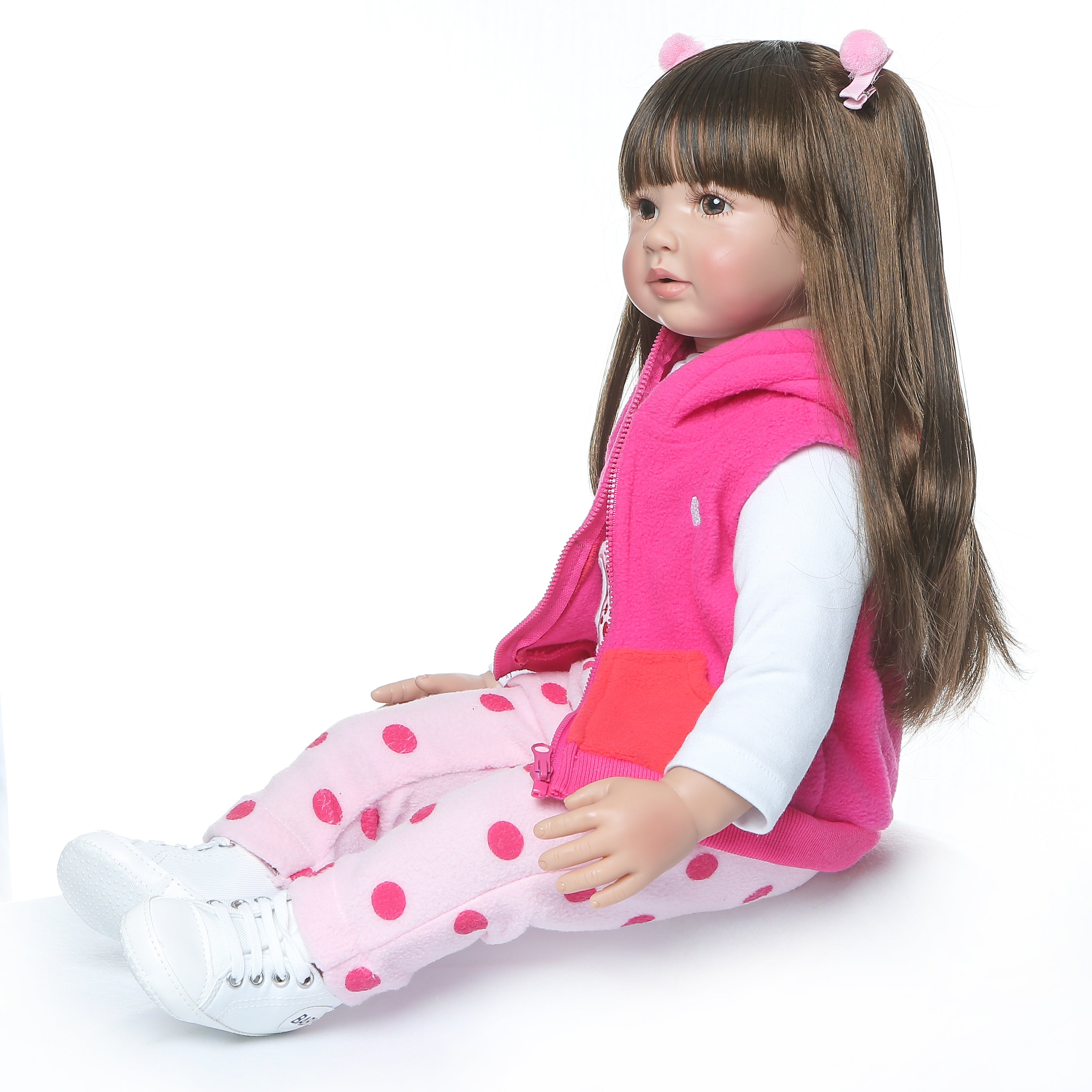 JOYMOR 24in Simulation Baby Long Hair Girl Wearing a Deer Dress Doll Reborn Baby Dolls