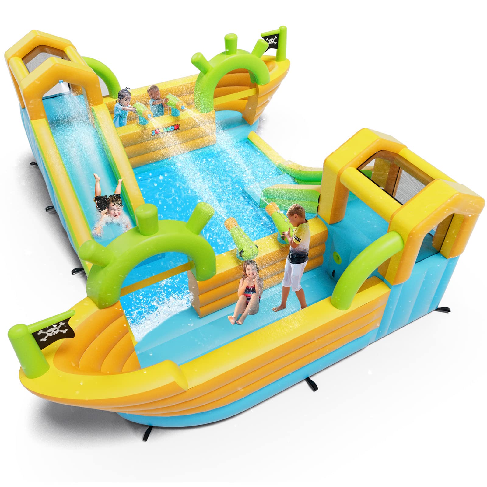 JOYMOR Backyard Inflatable Water Slide Bounce House with Pool