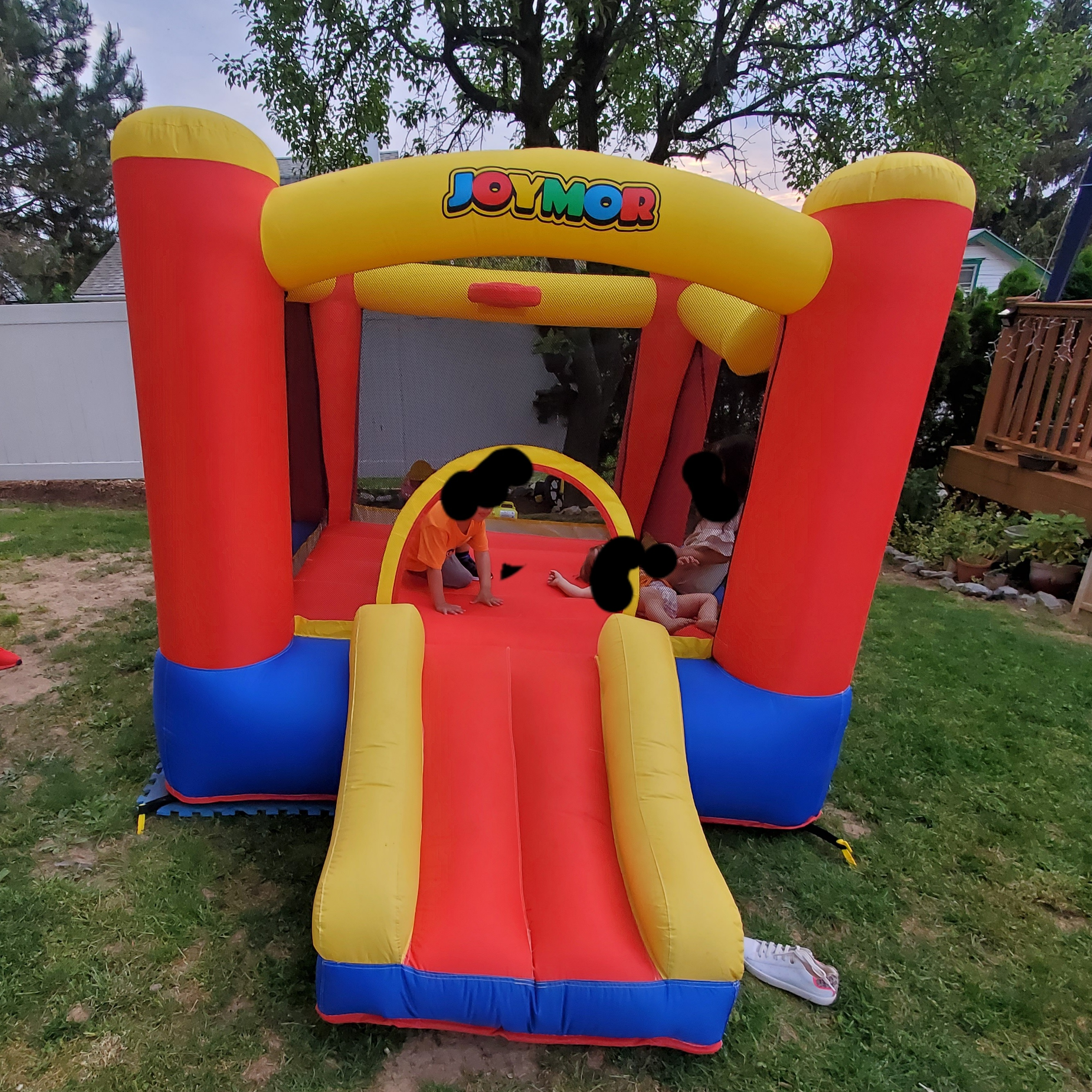JOYMOR Inflatable Bounce Slide Castle House with Blower – Indoor & Outdoor Playhouse