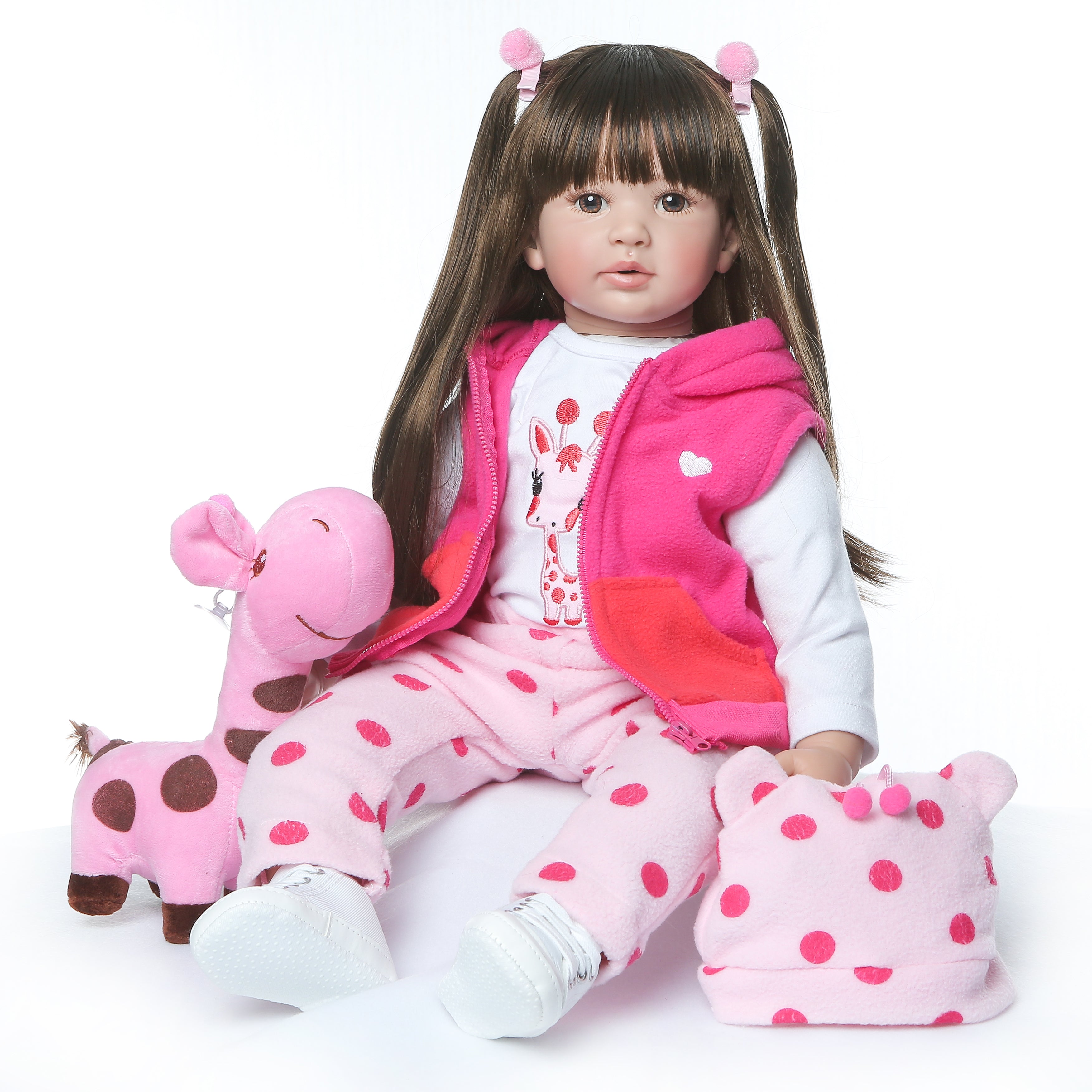 JOYMOR 24in Simulation Baby Long Hair Girl Wearing a Deer Dress Doll Reborn Baby Dolls