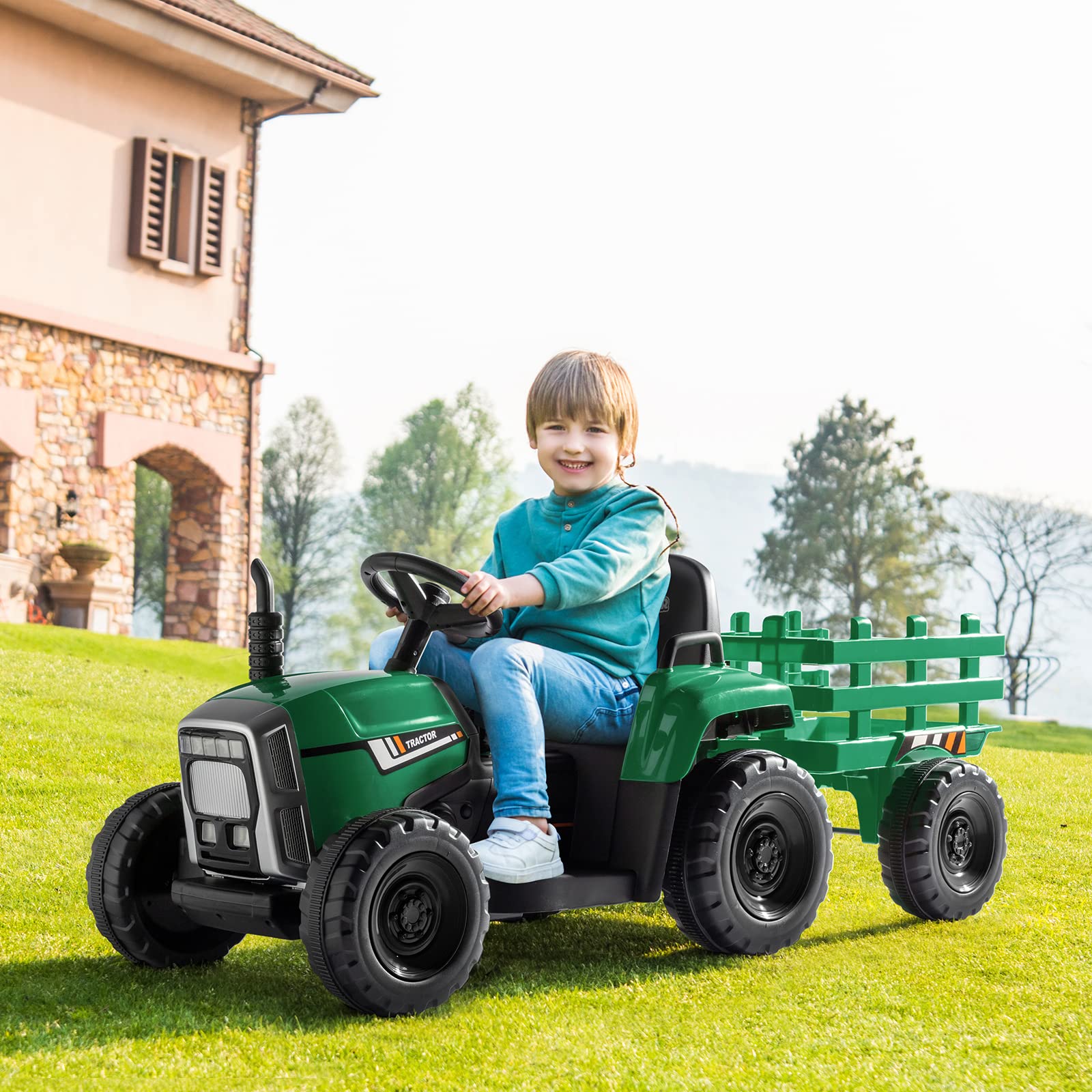 JOYMOR 12V Kids Electric Ride on Tractor 2 Speed w/Parent Remote