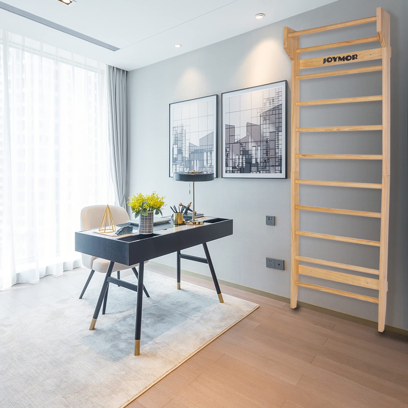 JOYMOR Fitness Swedish Ladder Physical Gymnastics Wood Stall Bar