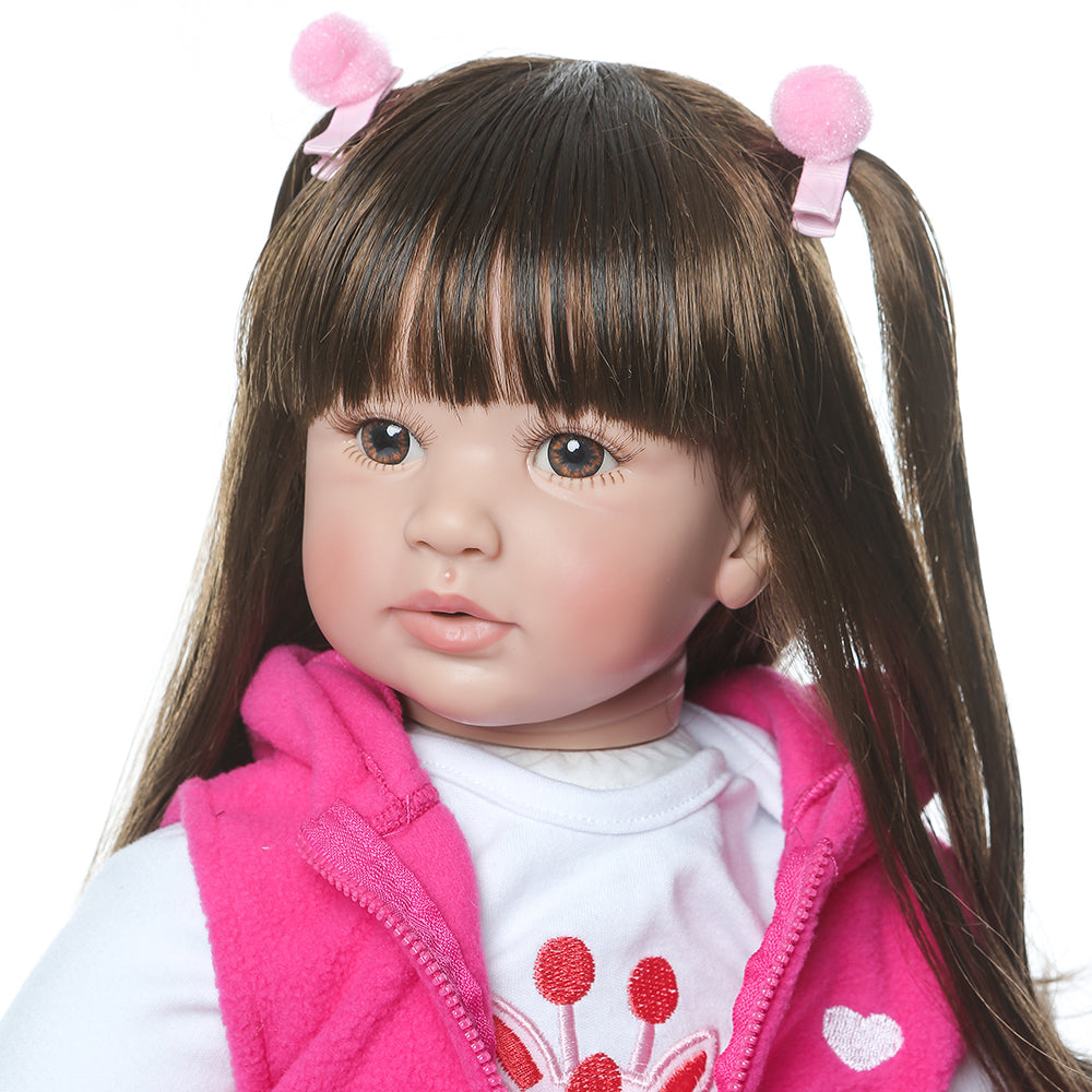 JOYMOR 24in Simulation Baby Long Hair Girl Wearing a Deer Dress Doll Reborn Baby Dolls