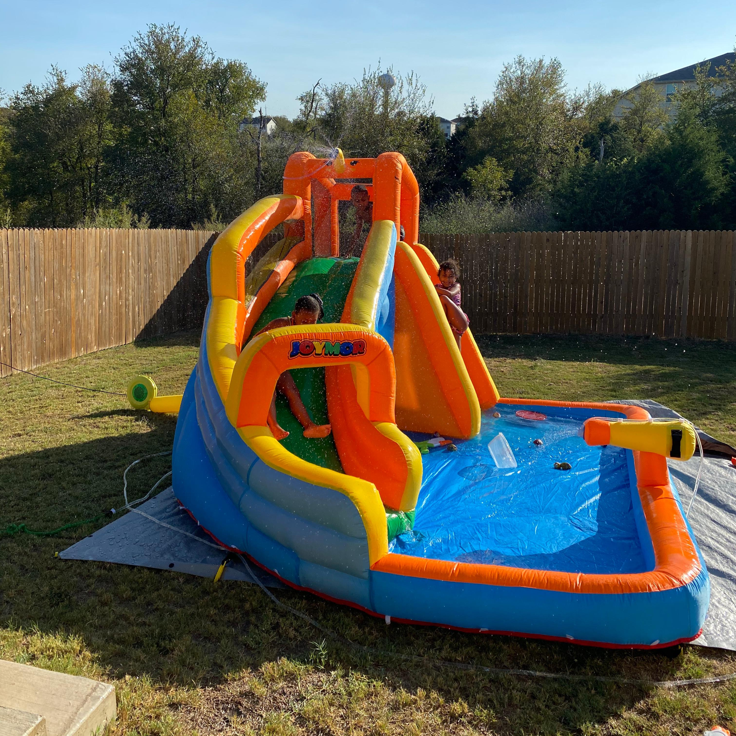 JOYMOR Kids Inflatable Water Slide Castle – Backyard Summer Bounce House with Pool