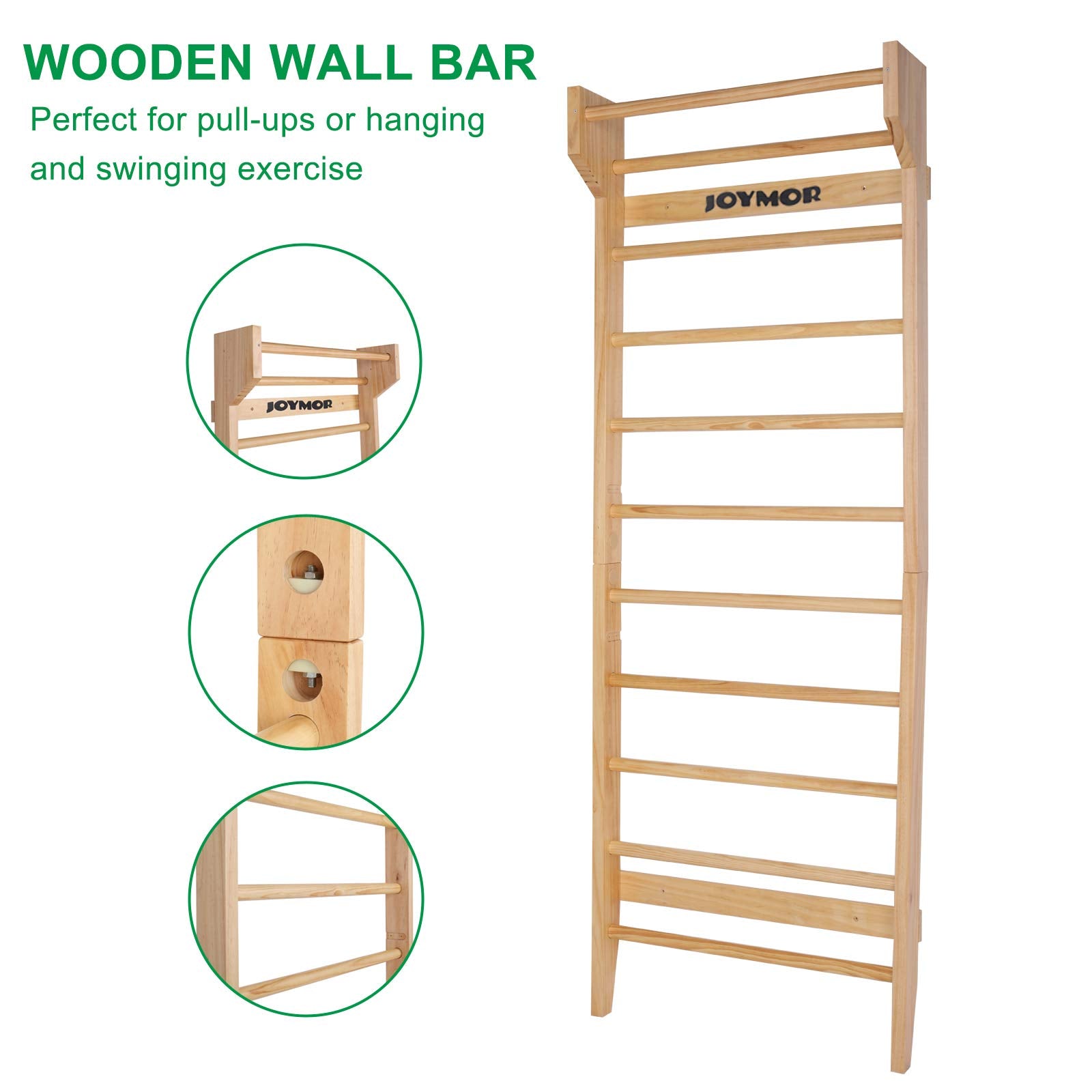 JOYMOR Fitness Swedish Ladder Physical Gymnastics Wood Stall Bar