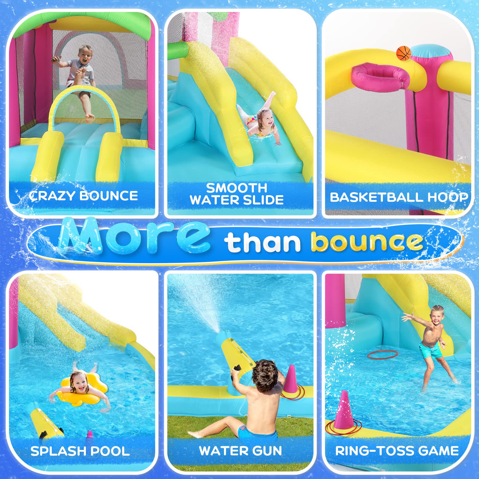 JOYMOR Backyard Inflatable Water Slide Bounce House