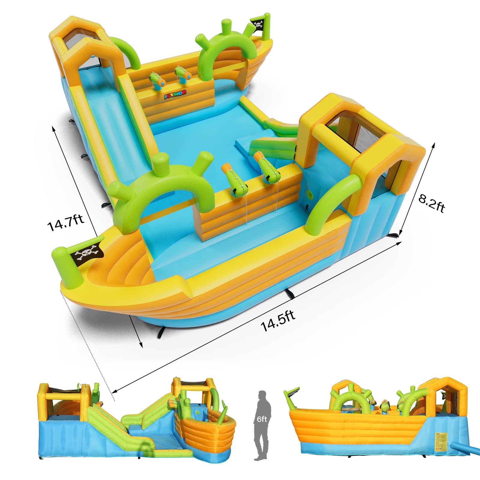 JOYMOR Backyard Inflatable Water Slide Bounce House with Pool