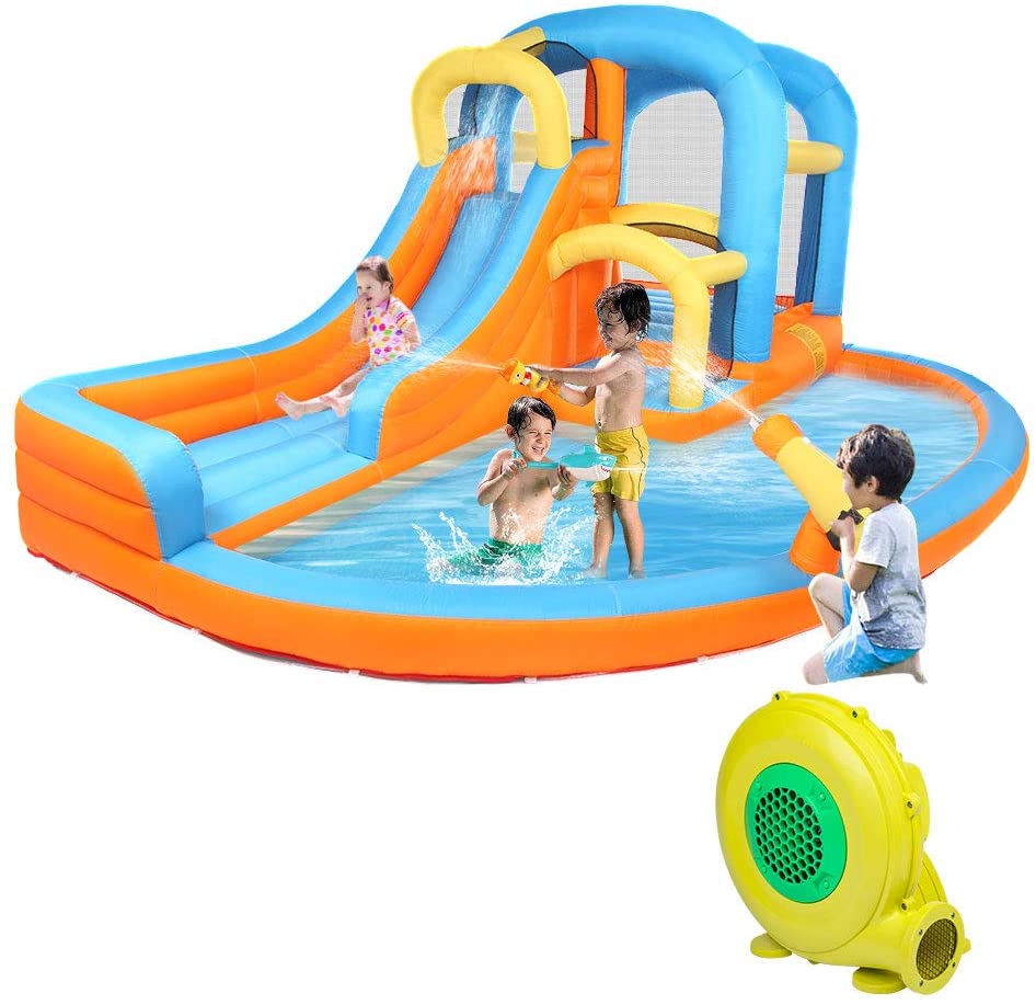 JOYMOR 5-in-1 Inflatable Water Slide Bounce House – Kids Backyard Summer Bouncers with Pool