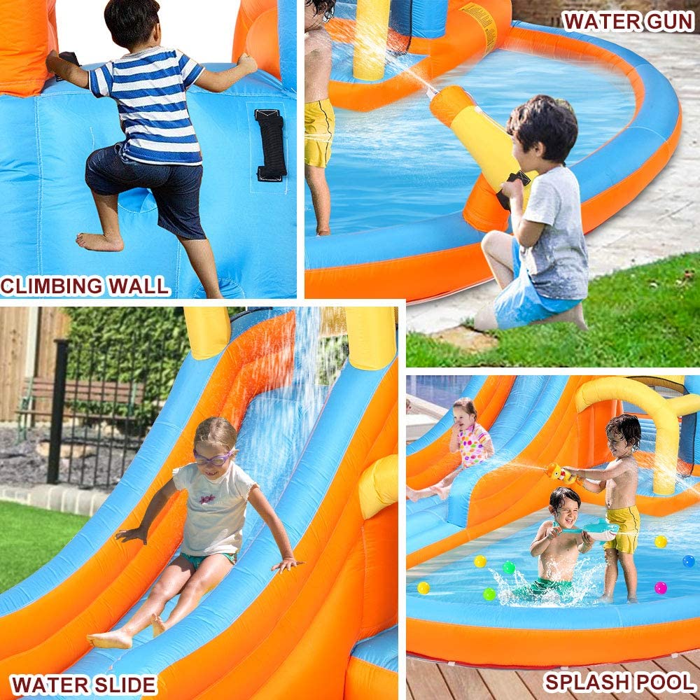 JOYMOR 5-in-1 Inflatable Water Slide Bounce House – Kids Backyard Summer Bouncers with Pool