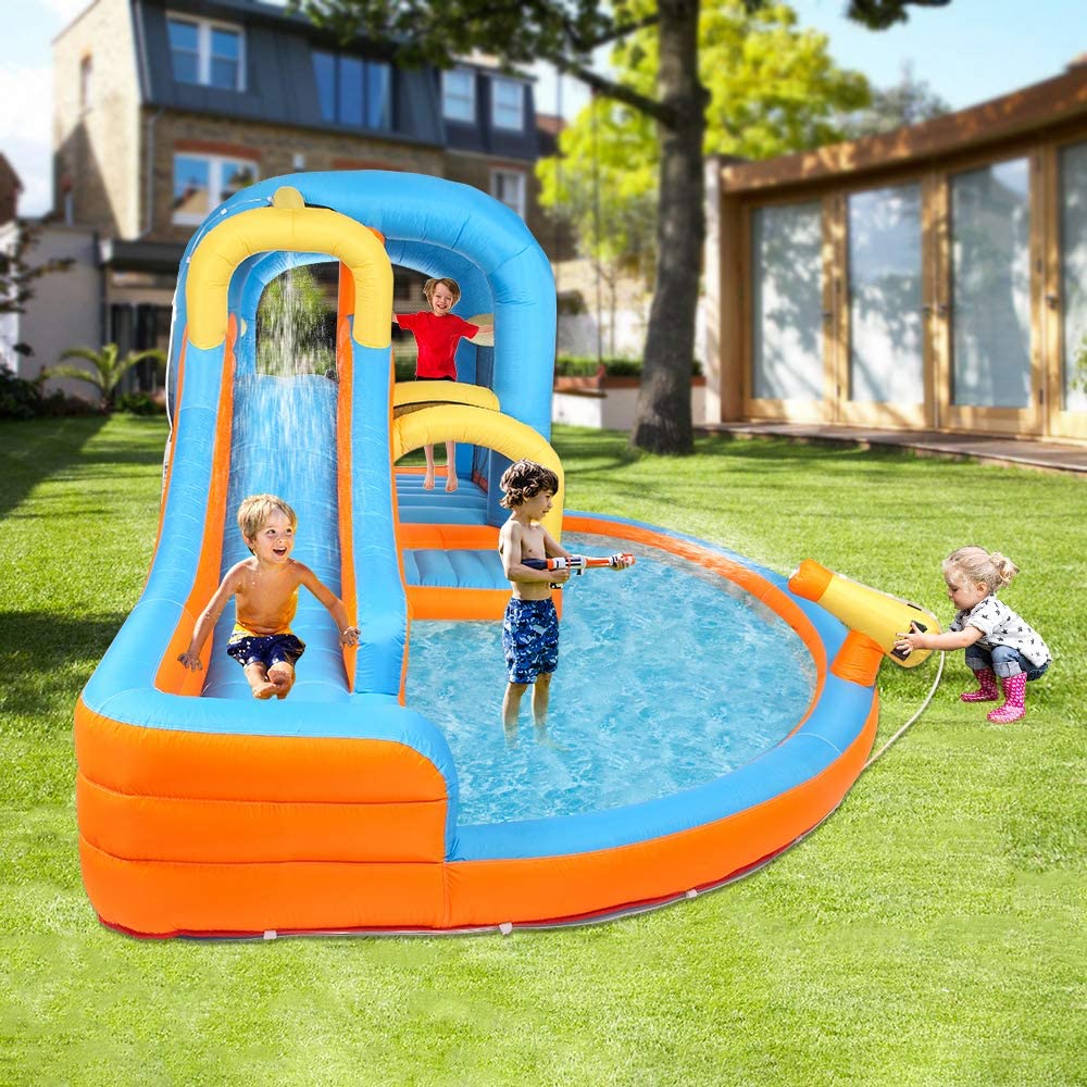 JOYMOR 5-in-1 Inflatable Water Slide Bounce House – Kids Backyard Summer Bouncers with Pool