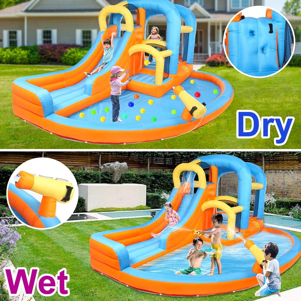 JOYMOR 5-in-1 Inflatable Water Slide Bounce House – Kids Backyard Summer Bouncers with Pool