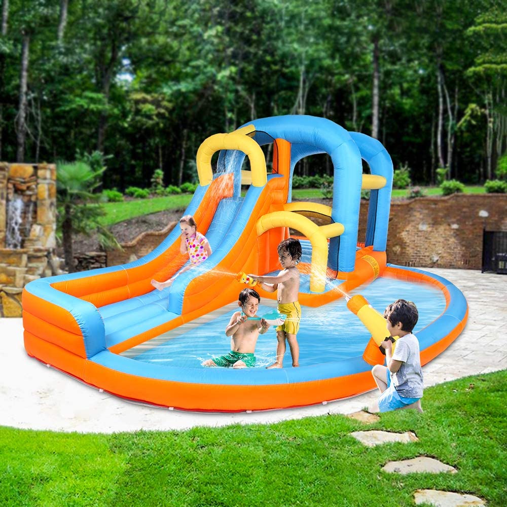 JOYMOR 5-in-1 Inflatable Water Slide Bounce House – Kids Backyard Summer Bouncers with Pool