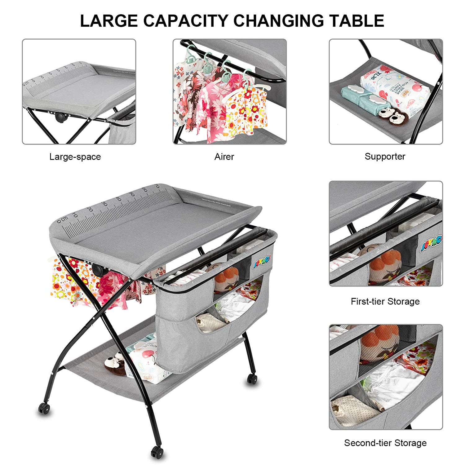 JOYMOR Foldable Mobile Changing Table Organizer