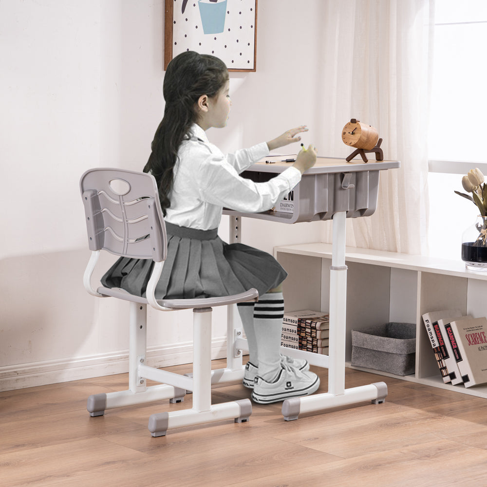 JOYMOR Adjustable Student Desk and Chair Combo With Drawer, Pencil Grooves and Hanging Hooks