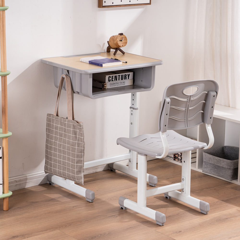 JOYMOR Adjustable Student Desk and Chair Combo With Drawer, Pencil Grooves and Hanging Hooks
