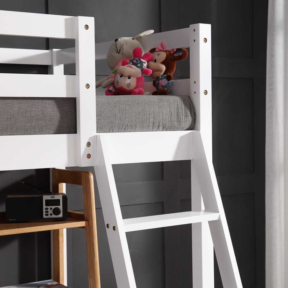 JOYMOR Wooden Loft Bed Twin Size Bed Frame