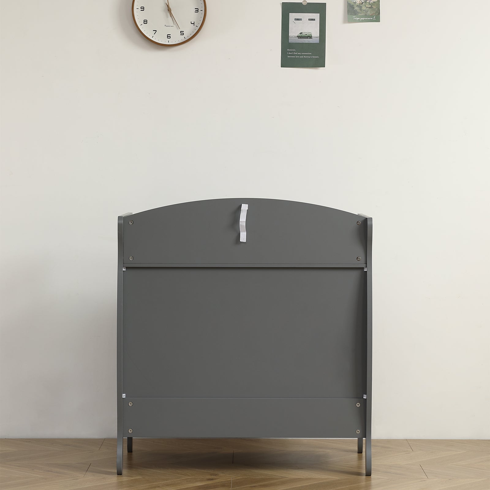 JOYMOR Wooden Diaper Changing Table with 3-Drawer Chest Baby Dresser for Nursery, Infant with Safety Strap,Gray