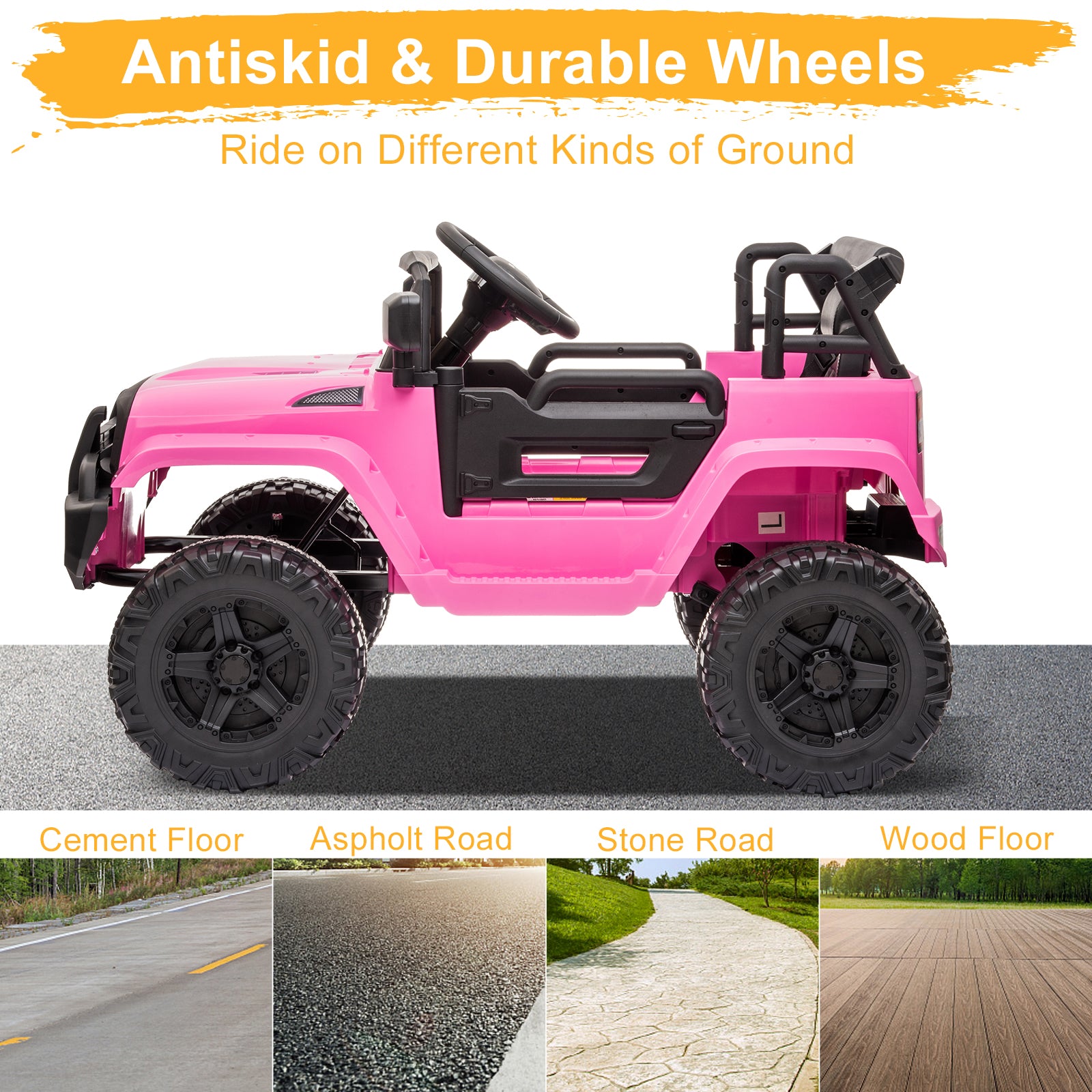 JOYMOR 12V Kids Electric Ride on Truck 2 Speed w/Parent Remote