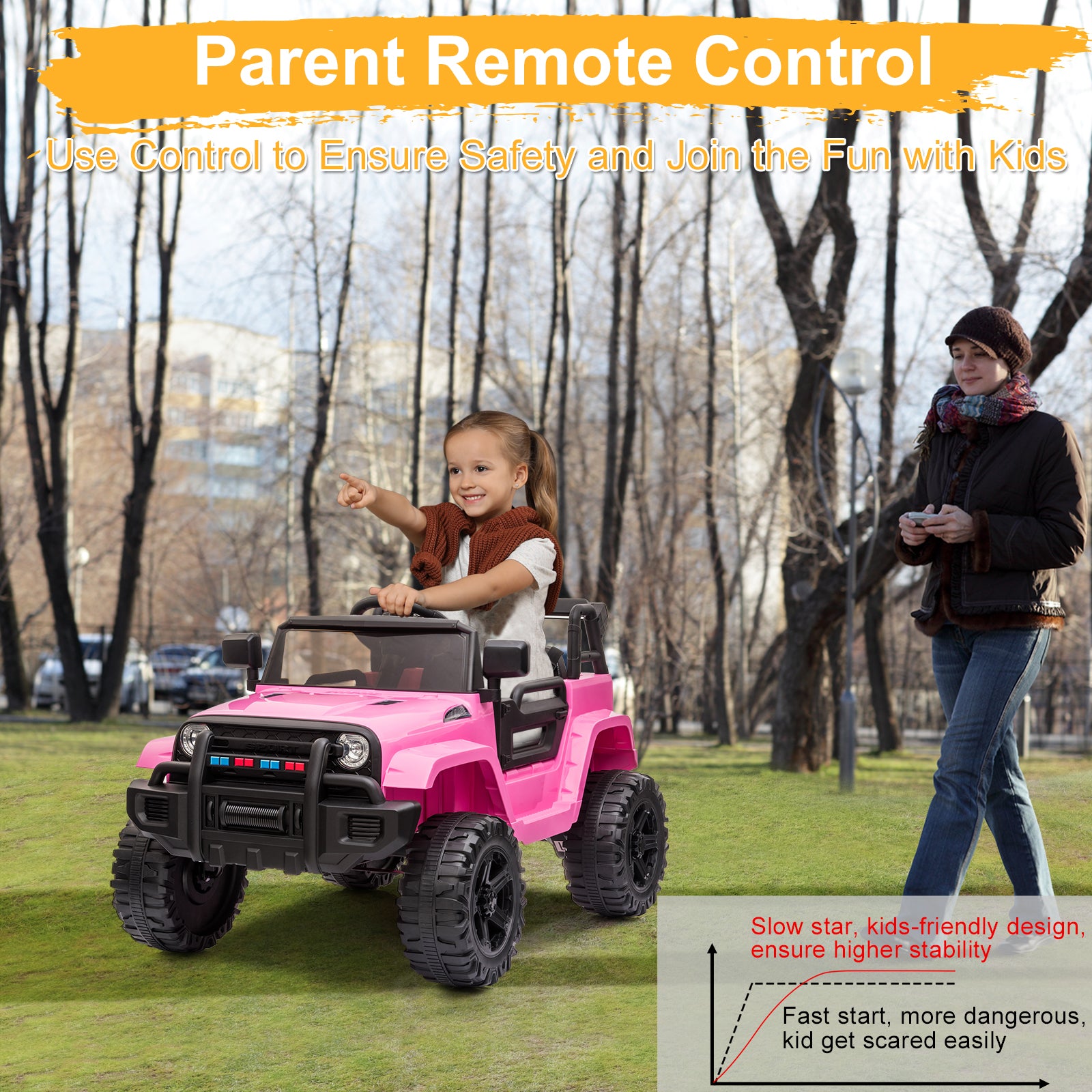 JOYMOR 12V Kids Electric Ride on Truck 2 Speed w/Parent Remote