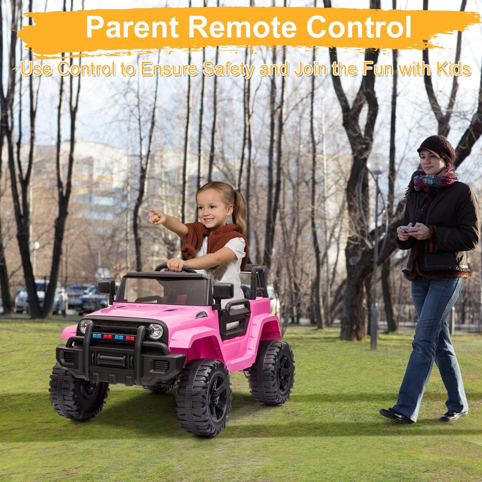 JOYMOR 12V Kids Electric Ride on Truck 2 Speed w/Parent Remote