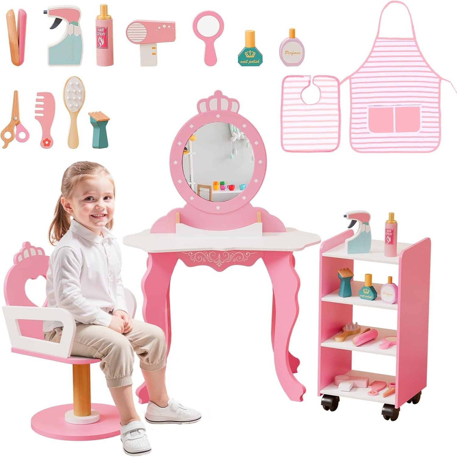 JOYMOR Kids Pretend Play Hair Salon Play Set