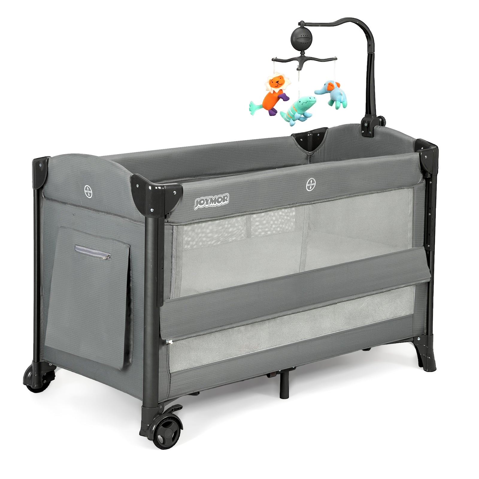 JOYMOR 3 in 1 Baby Bassinets Crib Bedside Sleeper with Mattress and Sheet