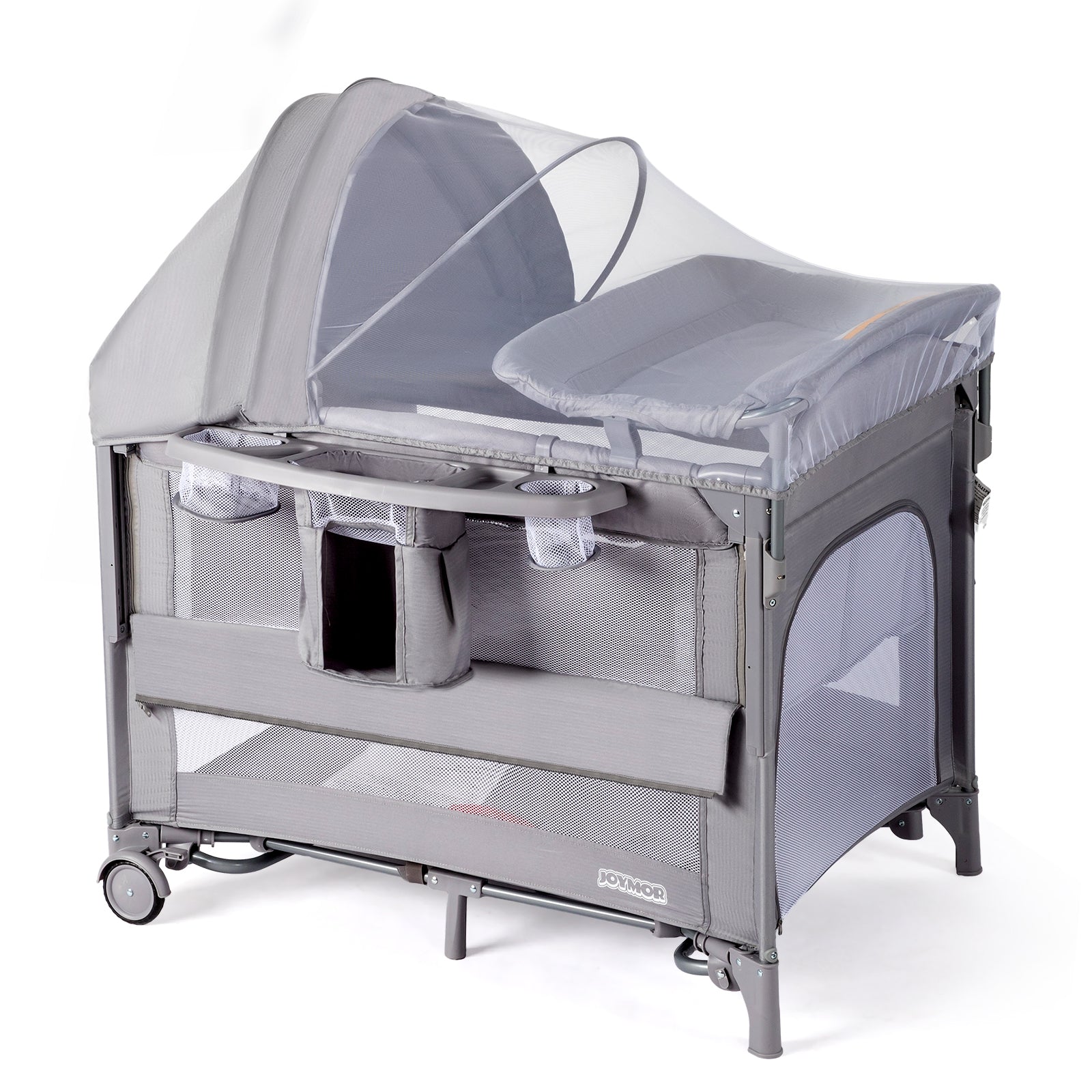 JOYMOR 9 in 1 Bedside Bassinet Baby Crib with Changing Table