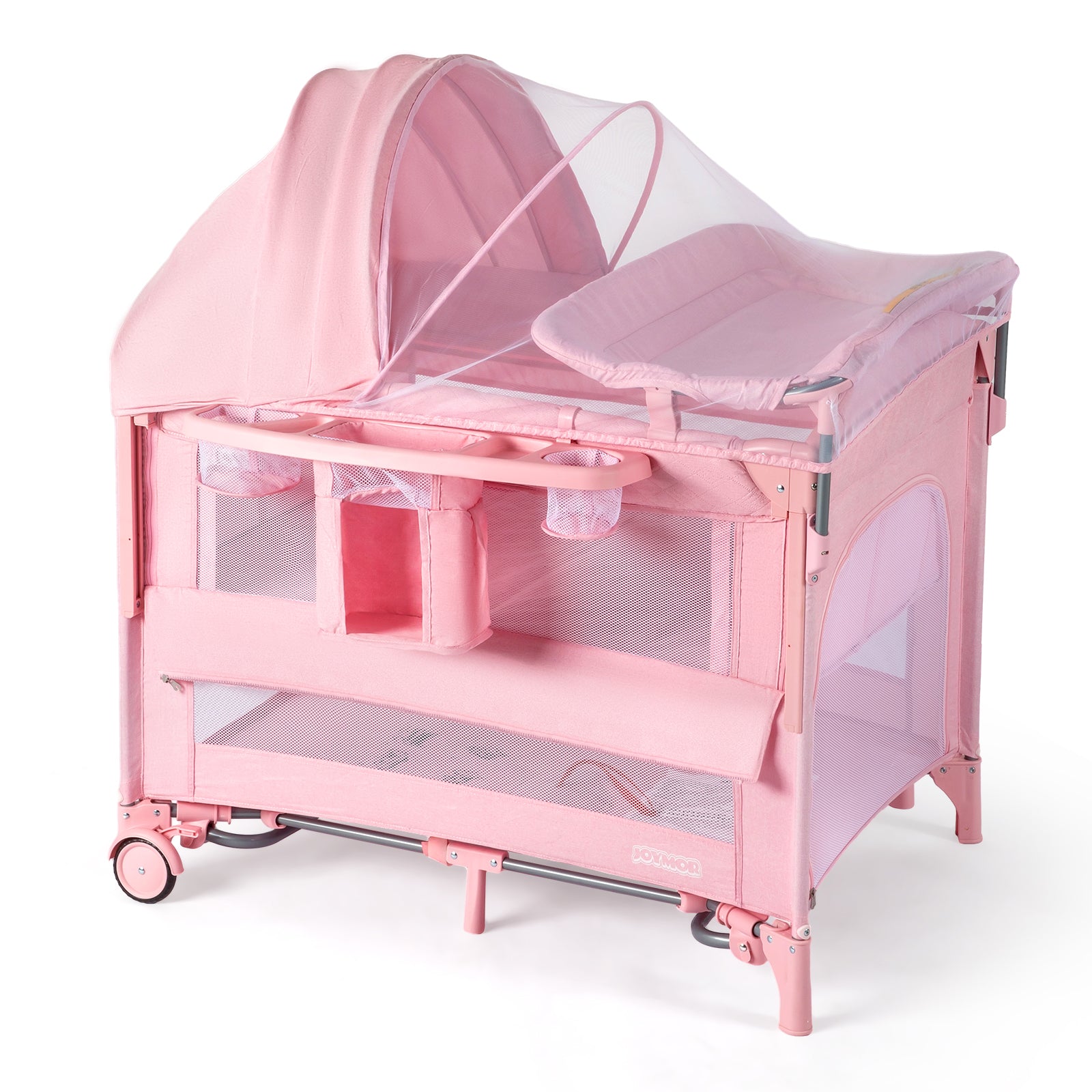 JOYMOR 9 in 1 Bedside Bassinet Baby Crib with Changing Table