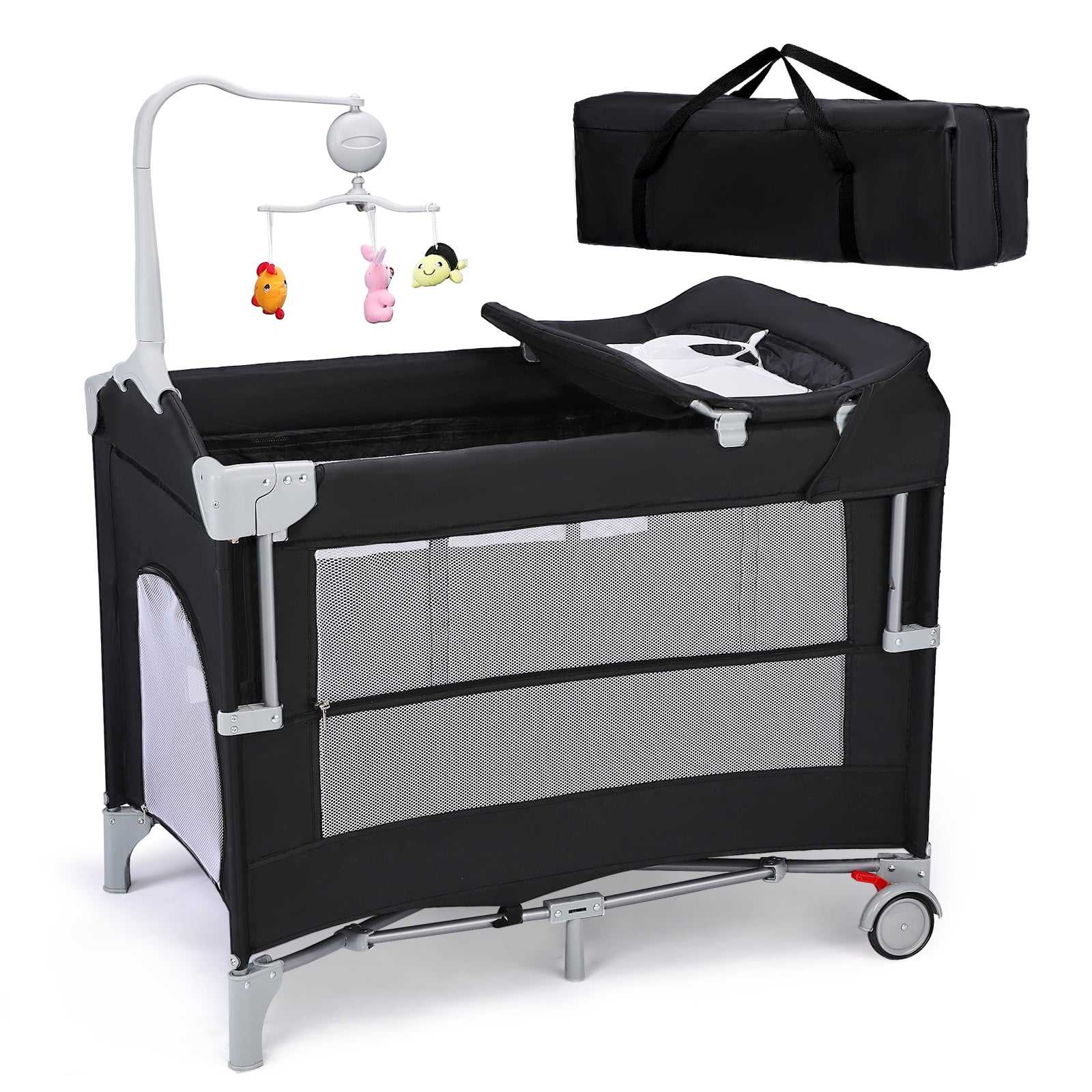 JOYMOR 5 in 1 Baby Bedside Crib Sleeper with Diaper Changing Table