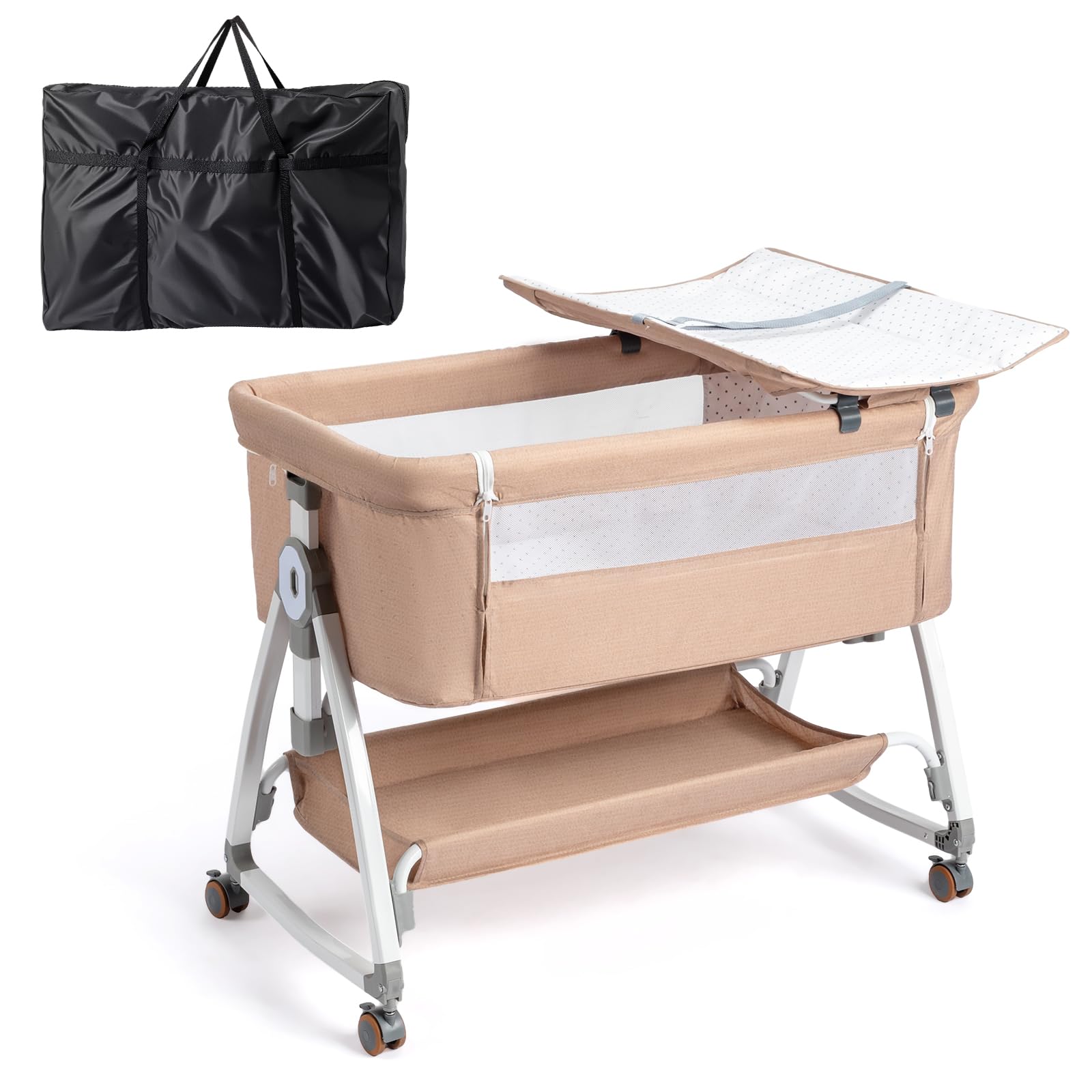 JOYMOR 4 in 1 Baby Bassinet Crib Bedside Sleeper with Changing Table