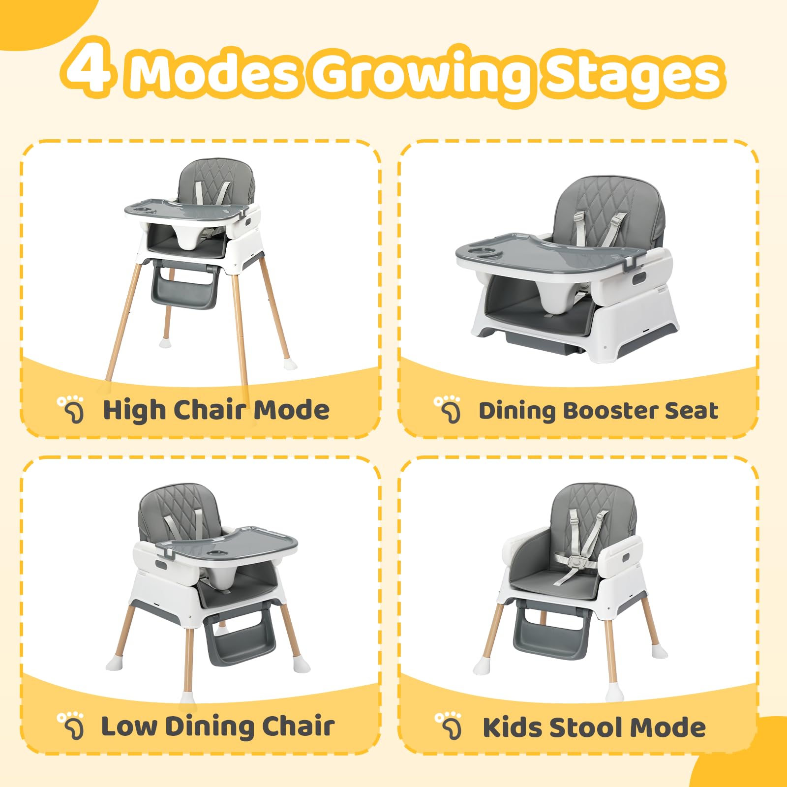 JOYMOR 5 in 1 Baby High Chair Portable Highchair