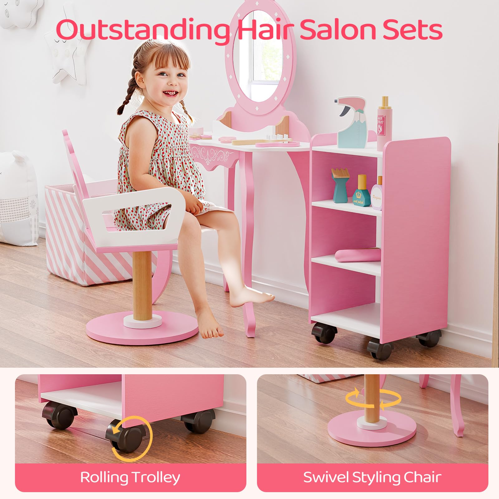 JOYMOR Kids Pretend Play Hair Salon Play Set