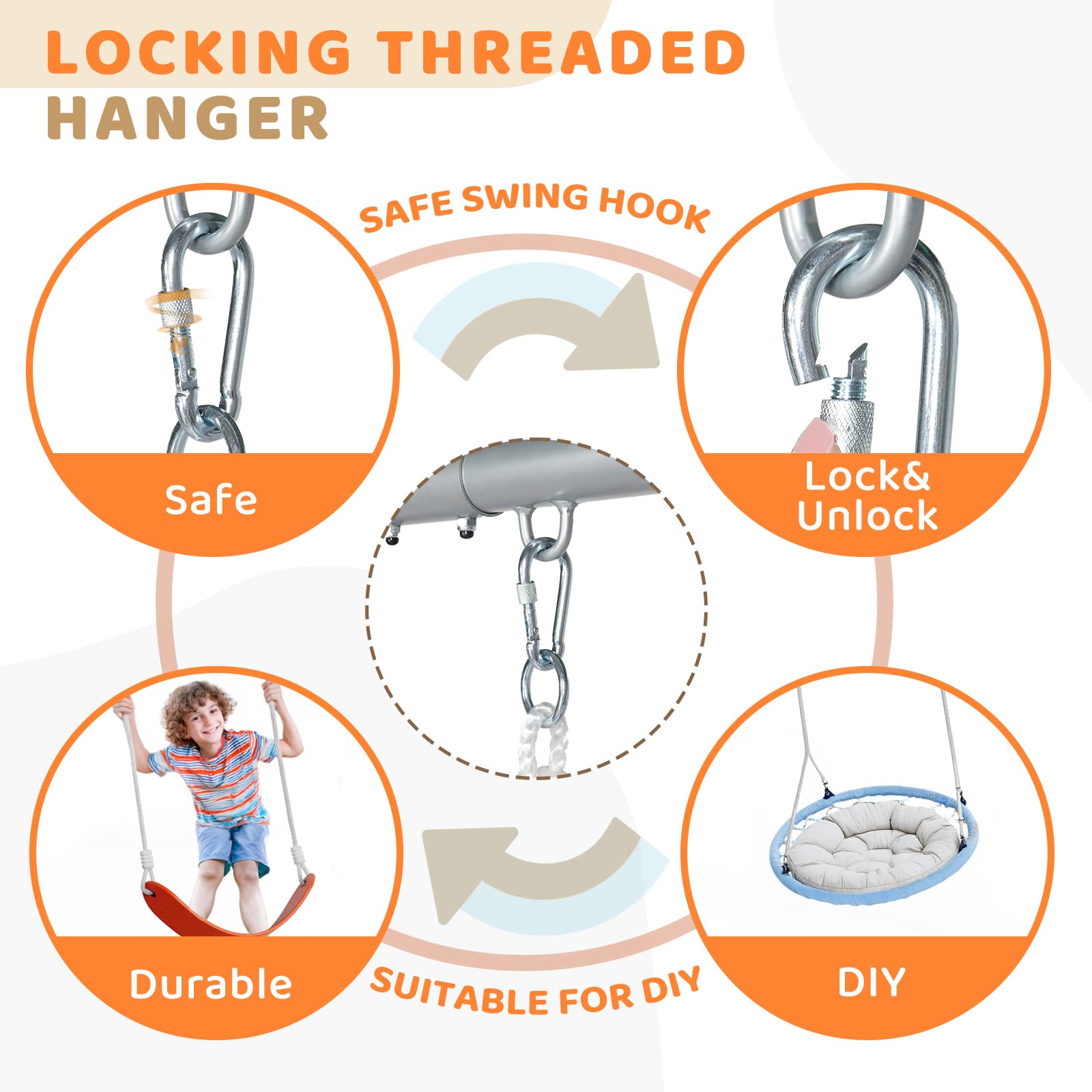 JOYMOR 4-in-1 Swing Sets for Backyard 3-Seats Kids Swing Set with Basketball-Hoop