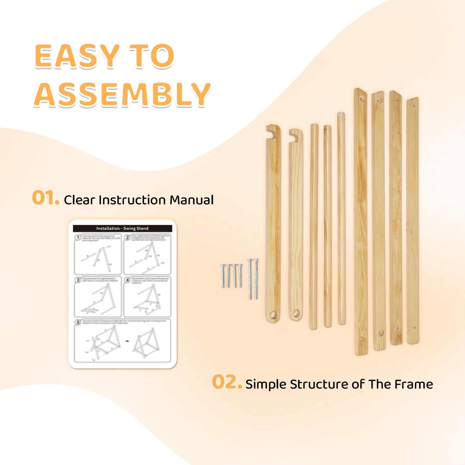 JOYMOR Foldable Swing Set with Stand Premium Montessori for Baby and Toddler