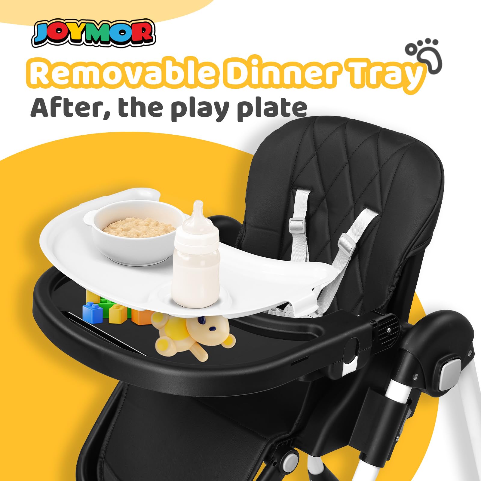 JOYMOR 4 in 1 Convertible Highchair Foldable Baby High Chair