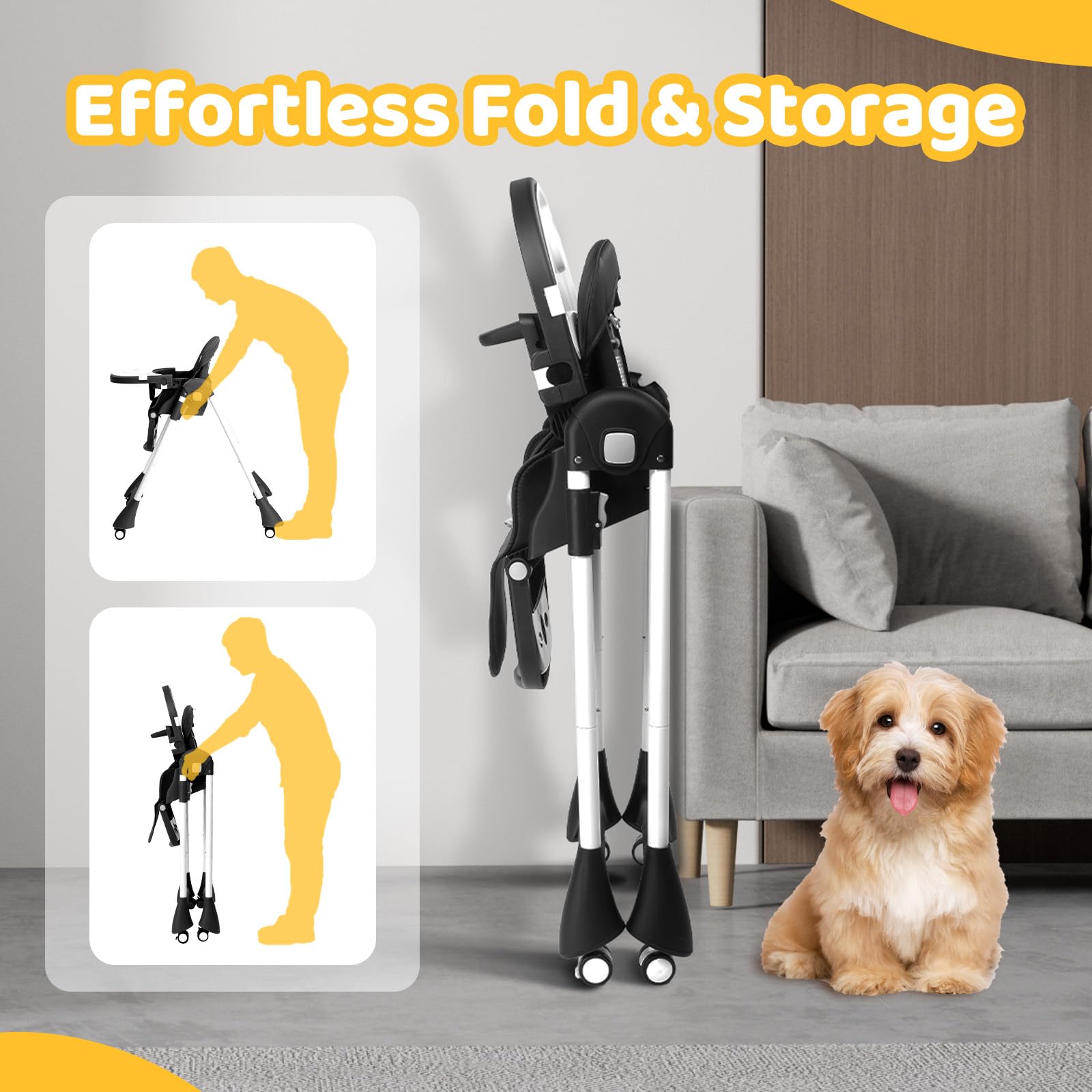 JOYMOR 4 in 1 Convertible Highchair Foldable Baby High Chair