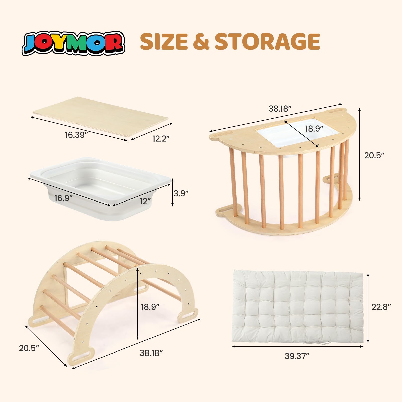 Joymor Wooden Pikler Triangle Set Montessori Climbing Adventure for Toddlers