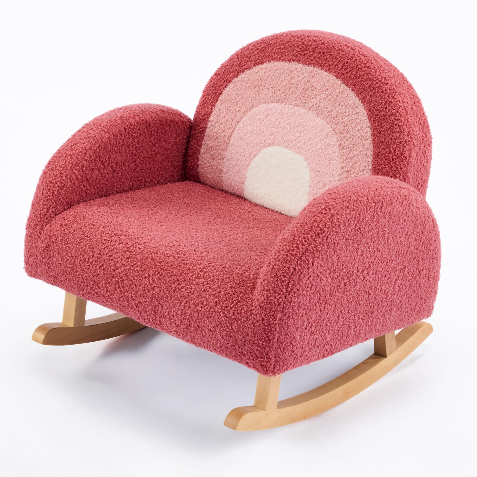 JOYMOR Kids Sofa Toddler Rocking Chair with Teddy Fleece