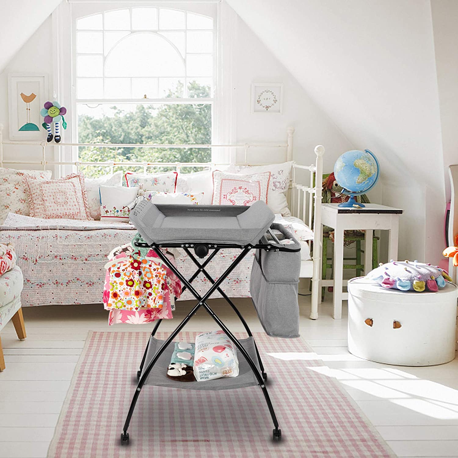 JOYMOR Foldable Mobile Changing Table Organizer