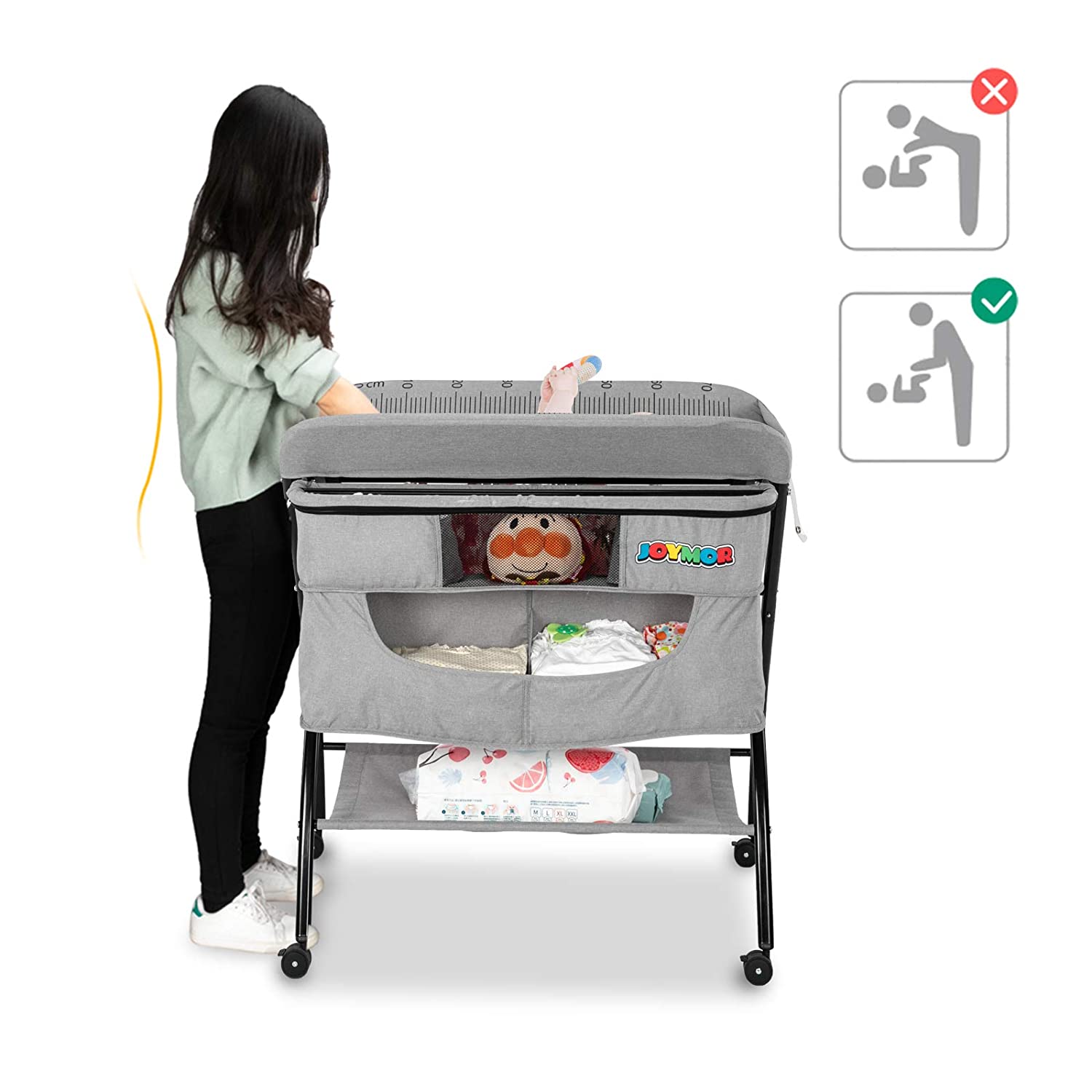 JOYMOR Foldable Mobile Changing Table Organizer